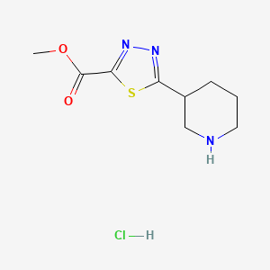 molecular formula C9H14ClN3O2S B2453104 Methyl 5-piperidin-3-yl-1,3,4-thiadiazole-2-carboxylate;hydrochloride CAS No. 2445786-60-5