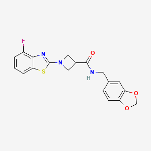 molecular formula C19H16FN3O3S B2453105 N-(苯并[d][1,3]二氧杂环-5-基甲基)-1-(4-氟苯并[d]噻唑-2-基)氮杂环-3-甲酰胺 CAS No. 1286702-06-4
