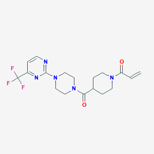 molecular formula C18H22F3N5O2 B2453108 1-[4-[4-[4-(Trifluoromethyl)pyrimidin-2-yl]piperazine-1-carbonyl]piperidin-1-yl]prop-2-en-1-one CAS No. 2361841-92-9
