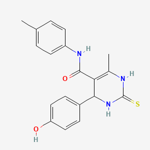 molecular formula C19H19N3O2S B2453114 4-(4-hydroxyphenyl)-6-methyl-2-thioxo-N-(p-tolyl)-1,2,3,4-tetrahydropyrimidine-5-carboxamide CAS No. 331676-00-7