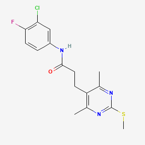 molecular formula C16H17ClFN3OS B2453120 N-(3-chloro-4-fluorophenyl)-3-(4,6-dimethyl-2-methylsulfanylpyrimidin-5-yl)propanamide CAS No. 930426-48-5