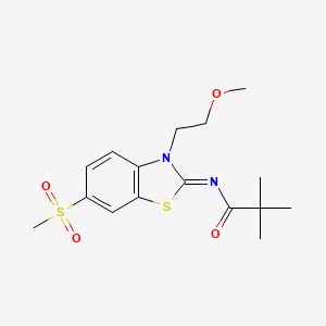 molecular formula C16H22N2O4S2 B2453123 (Z)-N-(3-(2-methoxyethyl)-6-(methylsulfonyl)benzo[d]thiazol-2(3H)-ylidene)pivalamide CAS No. 864977-34-4