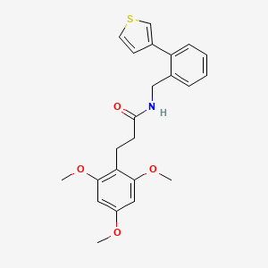 N-(2-(thiophen-3-yl)benzyl)-3-(2,4,6-trimethoxyphenyl)propanamide