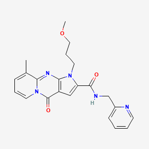 molecular formula C22H23N5O3 B2453134 1-(3-methoxypropyl)-9-methyl-4-oxo-N-(pyridin-2-ylmethyl)-1,4-dihydropyrido[1,2-a]pyrrolo[2,3-d]pyrimidine-2-carboxamide CAS No. 900873-48-5