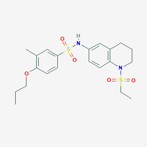 molecular formula C21H28N2O5S2 B2453155 N-(1-(乙基磺酰基)-1,2,3,4-四氢喹啉-6-基)-3-甲基-4-丙氧基苯磺酰胺 CAS No. 1021039-83-7