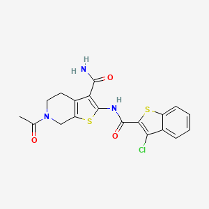 molecular formula C19H16ClN3O3S2 B2453169 6-乙酰基-2-(3-氯苯并[b]噻吩-2-甲酰胺)-4,5,6,7-四氢噻吩并[2,3-c]吡啶-3-甲酰胺 CAS No. 864857-82-9