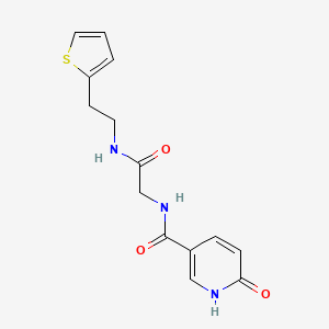 molecular formula C14H15N3O3S B2453171 6-oxo-N-(2-oxo-2-((2-(thiophen-2-yl)ethyl)amino)ethyl)-1,6-dihydropyridine-3-carboxamide CAS No. 1219903-82-8