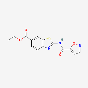 molecular formula C14H11N3O4S B2453176 Ethyl 2-(isoxazole-5-carboxamido)benzo[d]thiazole-6-carboxylate CAS No. 919751-85-2