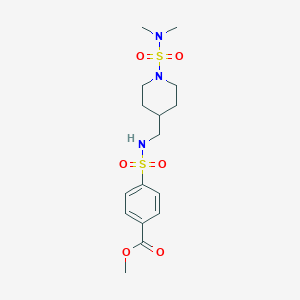 molecular formula C16H25N3O6S2 B2453177 Methyl 4-({[1-(dimethylsulfamoyl)piperidin-4-yl]methyl}sulfamoyl)benzoate CAS No. 2097893-05-3