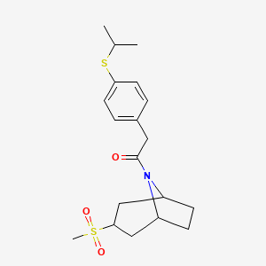 molecular formula C19H27NO3S2 B2453179 2-(4-(isopropylthio)phenyl)-1-((1R,5S)-3-(methylsulfonyl)-8-azabicyclo[3.2.1]octan-8-yl)ethanone CAS No. 1705782-08-6