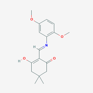 molecular formula C17H21NO4 B2453182 2-{[(2,5-Dimethoxyphenyl)amino]methylidene}-5,5-dimethylcyclohexane-1,3-dione CAS No. 416884-56-5