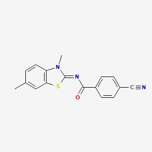 4-cyano-N-(3,6-dimethyl-1,3-benzothiazol-2-ylidene)benzamide