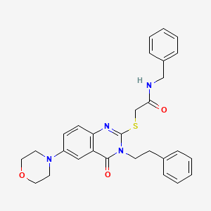 molecular formula C29H30N4O3S B2453195 N-苄基-2-((6-吗啉-4-氧代-3-苯乙基-3,4-二氢喹唑啉-2-基)硫代)乙酰胺 CAS No. 689757-94-6