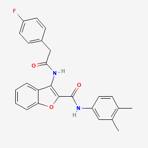 molecular formula C25H21FN2O3 B2453200 N-(3,4-dimethylphenyl)-3-(2-(4-fluorophenyl)acetamido)benzofuran-2-carboxamide CAS No. 888461-29-8