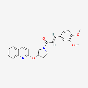 molecular formula C24H24N2O4 B2453209 (E)-3-(3,4-二甲氧基苯基)-1-(3-(喹啉-2-氧基)吡咯烷-1-基)丙-2-烯-1-酮 CAS No. 2034892-92-5