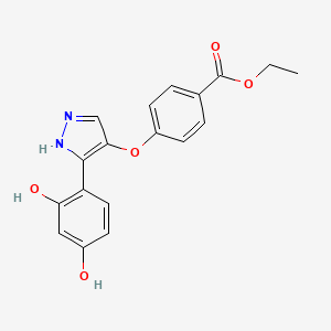 molecular formula C18H16N2O5 B2453211 ethyl 4-{[3-(2,4-dihydroxyphenyl)-1H-pyrazol-4-yl]oxy}benzoate CAS No. 1009770-20-0