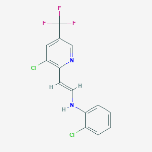 molecular formula C14H9Cl2F3N2 B2453215 2-chloro-N-[(E)-2-[3-chloro-5-(trifluoromethyl)pyridin-2-yl]ethenyl]aniline CAS No. 1164523-95-8
