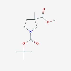 molecular formula C12H21NO4 B2453219 1-叔丁基 3-甲基 3-甲基吡咯烷-1,3-二羧酸二甲酯 CAS No. 457657-68-0