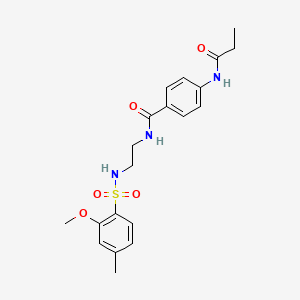 molecular formula C20H25N3O5S B2453222 N-(2-(2-methoxy-4-methylphenylsulfonamido)ethyl)-4-propionamidobenzamide CAS No. 1091441-57-4