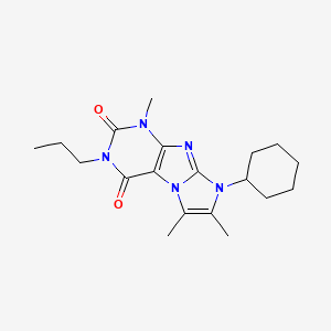molecular formula C19H27N5O2 B2453230 8-cyclohexyl-1,6,7-trimethyl-3-propyl-1H-imidazo[2,1-f]purine-2,4(3H,8H)-dione CAS No. 887460-48-2