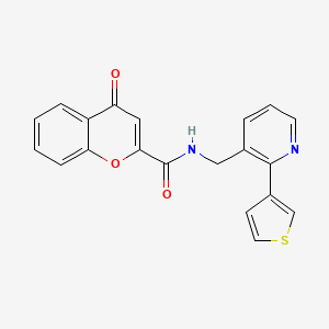 molecular formula C20H14N2O3S B2453234 4-oxo-N-((2-(thiophen-3-yl)pyridin-3-yl)methyl)-4H-chromene-2-carboxamide CAS No. 2034544-09-5