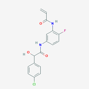 molecular formula C17H14ClFN2O3 B2453246 N-[5-[[2-(4-Chlorophenyl)-2-hydroxyacetyl]amino]-2-fluorophenyl]prop-2-enamide CAS No. 2361816-95-5
