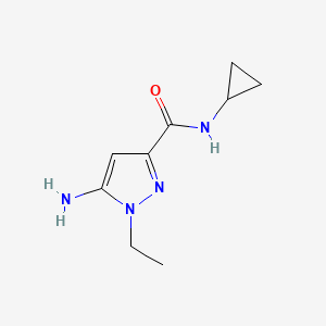 molecular formula C9H14N4O B2453248 5-amino-N-cyclopropyl-1-ethyl-1H-pyrazole-3-carboxamide CAS No. 1856049-60-9