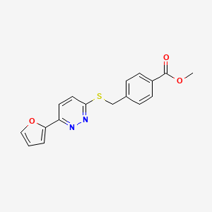 molecular formula C17H14N2O3S B2453257 Methyl 4-(((6-(furan-2-yl)pyridazin-3-yl)thio)methyl)benzoate CAS No. 1207006-38-9