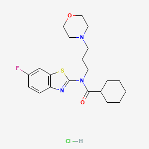 molecular formula C21H29ClFN3O2S B2453271 盐酸 N-(6-氟苯并[d]噻唑-2-基)-N-(3-吗啉丙基)环己烷甲酰胺 CAS No. 1215784-09-0