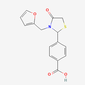 molecular formula C15H13NO4S B2453288 4-[3-(Furan-2-ylmethyl)-4-oxo-1,3-thiazolidin-2-yl]benzoic acid CAS No. 801226-38-0