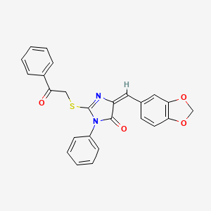 (5E)-5-(1,3-benzodioxol-5-ylmethylidene)-2-phenacylsulfanyl-3-phenylimidazol-4-one