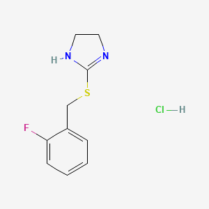molecular formula C10H12ClFN2S B2453312 2-[(2-fluorobenzyl)thio]-4,5-dihydro-1H-imidazole hydrochloride CAS No. 282104-32-9
