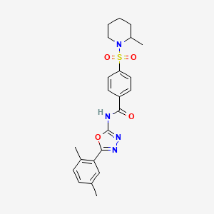 molecular formula C23H26N4O4S B2453315 N-(5-(2,5-dimethylphenyl)-1,3,4-oxadiazol-2-yl)-4-((2-methylpiperidin-1-yl)sulfonyl)benzamide CAS No. 891122-25-1