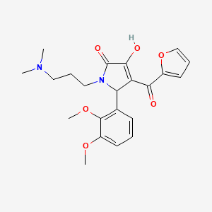 molecular formula C22H26N2O6 B2453358 5-(2,3-dimethoxyphenyl)-1-(3-(dimethylamino)propyl)-4-(furan-2-carbonyl)-3-hydroxy-1H-pyrrol-2(5H)-one CAS No. 371205-98-0