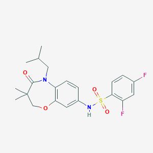 molecular formula C21H24F2N2O4S B2453371 2,4-difluoro-N-(5-isobutyl-3,3-dimethyl-4-oxo-2,3,4,5-tetrahydrobenzo[b][1,4]oxazepin-8-yl)benzenesulfonamide CAS No. 922050-54-2