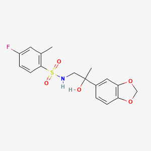 molecular formula C17H18FNO5S B2453380 N-(2-(benzo[d][1,3]dioxol-5-yl)-2-hydroxypropyl)-4-fluoro-2-methylbenzenesulfonamide CAS No. 1396798-82-5
