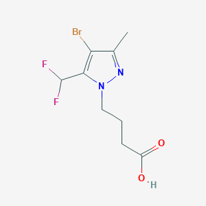molecular formula C9H11BrF2N2O2 B2453381 4-[4-溴-5-(二氟甲基)-3-甲基吡唑-1-基]丁酸 CAS No. 1946812-44-7
