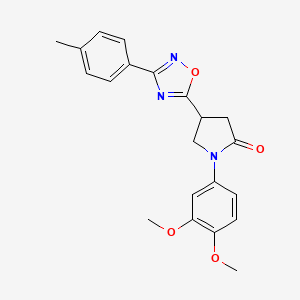 molecular formula C21H21N3O4 B2453393 1-(3,4-Dimethoxyphenyl)-4-(3-(p-tolyl)-1,2,4-oxadiazol-5-yl)pyrrolidin-2-one CAS No. 941917-80-2