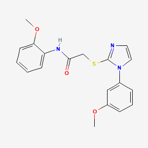 molecular formula C19H19N3O3S B2453400 N-(2-methoxyphenyl)-2-[1-(3-methoxyphenyl)imidazol-2-yl]sulfanylacetamide CAS No. 851132-53-1