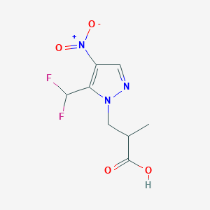 molecular formula C8H9F2N3O4 B2453408 3-[5-(Difluoromethyl)-4-nitropyrazol-1-yl]-2-methylpropanoic acid CAS No. 1946813-62-2