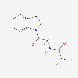 molecular formula C14H17ClN2O2 B2453409 2-Chloro-N-[1-(2,3-dihydroindol-1-yl)-1-oxopropan-2-yl]propanamide CAS No. 2411193-20-7