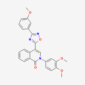 molecular formula C26H21N3O5 B2453421 2-(3,4-二甲氧基苯基)-4-(3-(3-甲氧基苯基)-1,2,4-恶二唑-5-基)异喹啉-1(2H)-酮 CAS No. 1251676-62-6