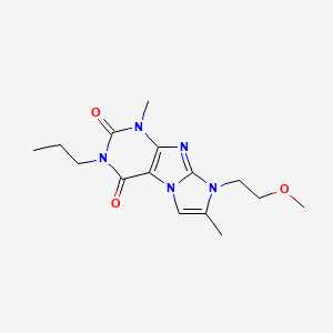 molecular formula C15H21N5O3 B2453423 8-(2-甲氧基乙基)-1,7-二甲基-3-丙基-1H-咪唑并[2,1-f]嘌呤-2,4(3H,8H)-二酮 CAS No. 887464-82-6