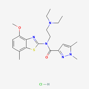 molecular formula C21H30ClN5O2S B2453435 盐酸N-(2-(二乙氨基)乙基)-N-(4-甲氧基-7-甲基苯并[d]噻唑-2-基)-1,5-二甲基-1H-吡唑-3-甲酰胺 CAS No. 1329870-01-0