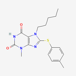 molecular formula C18H22N4O2S B2453438 3-Methyl-8-(4-methylphenyl)sulfanyl-7-pentylpurine-2,6-dione CAS No. 867041-02-9