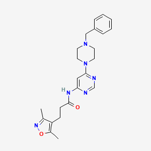 molecular formula C23H28N6O2 B2453450 N-(6-(4-苄基哌嗪-1-基)嘧啶-4-基)-3-(3,5-二甲基异恶唑-4-基)丙酰胺 CAS No. 1396557-87-1