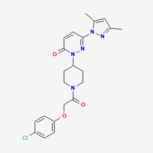 molecular formula C22H24ClN5O3 B2453455 2-[1-[2-(4-Chlorophenoxy)acetyl]piperidin-4-yl]-6-(3,5-dimethylpyrazol-1-yl)pyridazin-3-one CAS No. 2379971-21-6