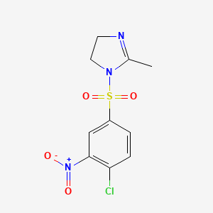 molecular formula C10H10ClN3O4S B2453459 1-[(4-chloro-3-nitrophenyl)sulfonyl]-2-methyl-4,5-dihydro-1H-imidazole CAS No. 312279-47-3