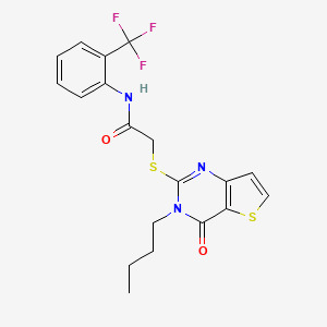 molecular formula C19H18F3N3O2S2 B2453469 2-(3-butyl-4-oxothieno[3,2-d]pyrimidin-2-yl)sulfanyl-N-[2-(trifluoromethyl)phenyl]acetamide CAS No. 440328-67-6