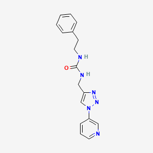 molecular formula C17H18N6O B2453470 1-phenethyl-3-((1-(pyridin-3-yl)-1H-1,2,3-triazol-4-yl)methyl)urea CAS No. 2034612-33-2